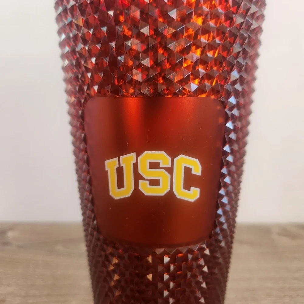 New 2024 USC Trojans Starbucks Studded 24oz Red Cold Drink Tumbler Southern Cal